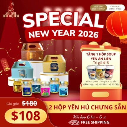 COMBO 2 BOX YẾN HỦ CHƯNG SẲN TẶNG 1 SOUP YẾN ĂN LIỀN